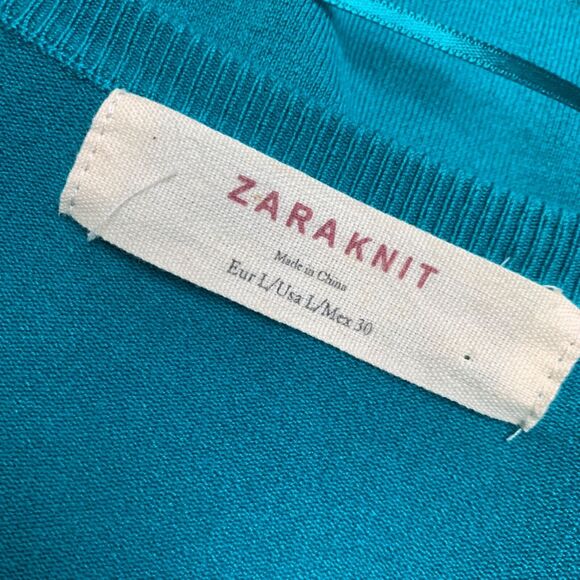Zara Knit Womens Cardigan Sweater Lux Soft and Stretchy Button Down Teal Large - Picture 9 of 9
